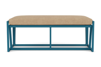 Lloyd Flanders Summit Loveseat Ottoman in Peacock with Hayden Sand fabric
