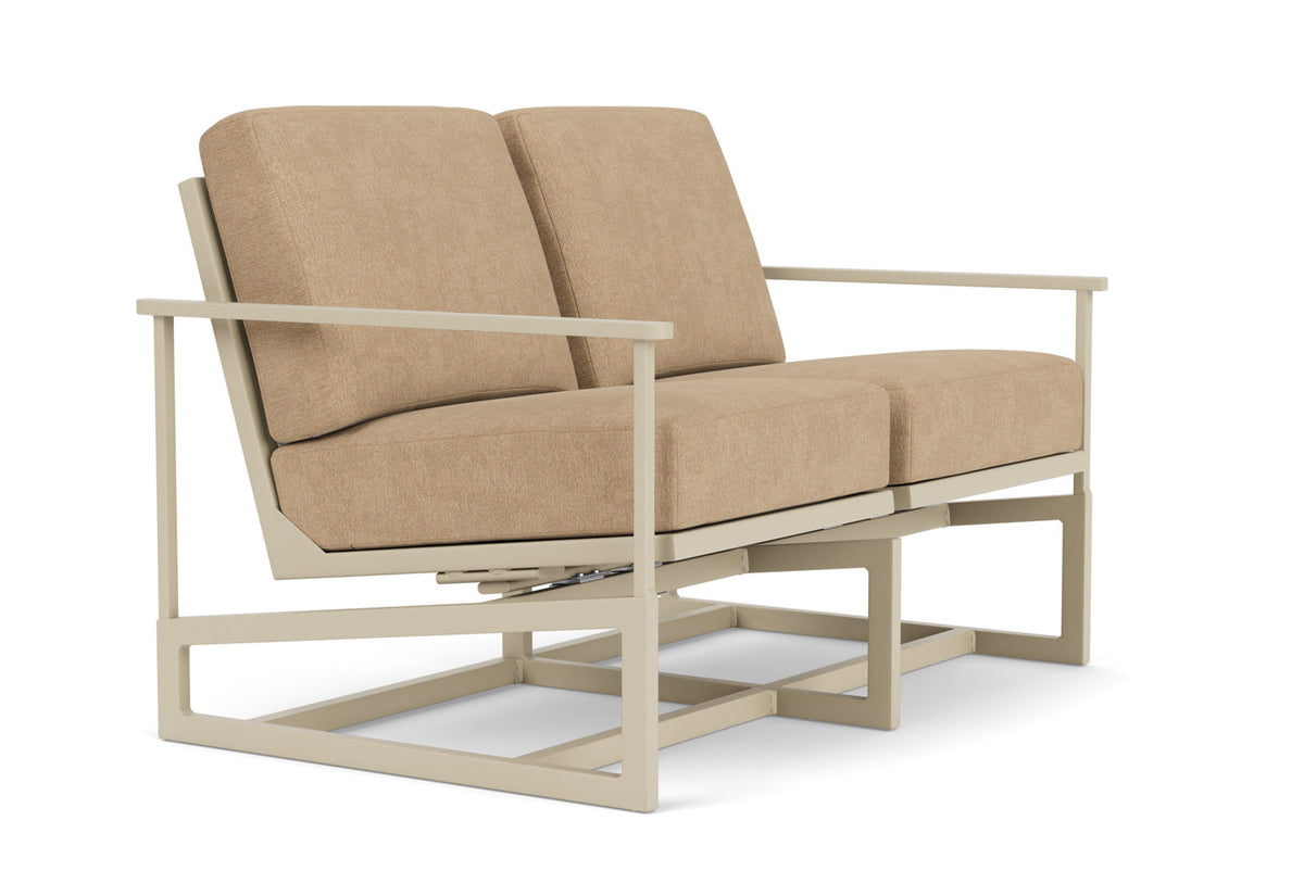 Lloyd Flanders Summit Spring Rocker Loveseat in Linen with Hayden Sand fabric, view 3