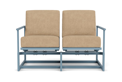 Lloyd Flanders Summit Spring Rocker Loveseat in Stillwater with Hayden Sand fabric