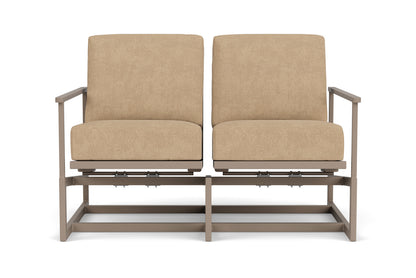 Lloyd Flanders Summit Spring Rocker Loveseat in French Beige with Hayden Sand fabric