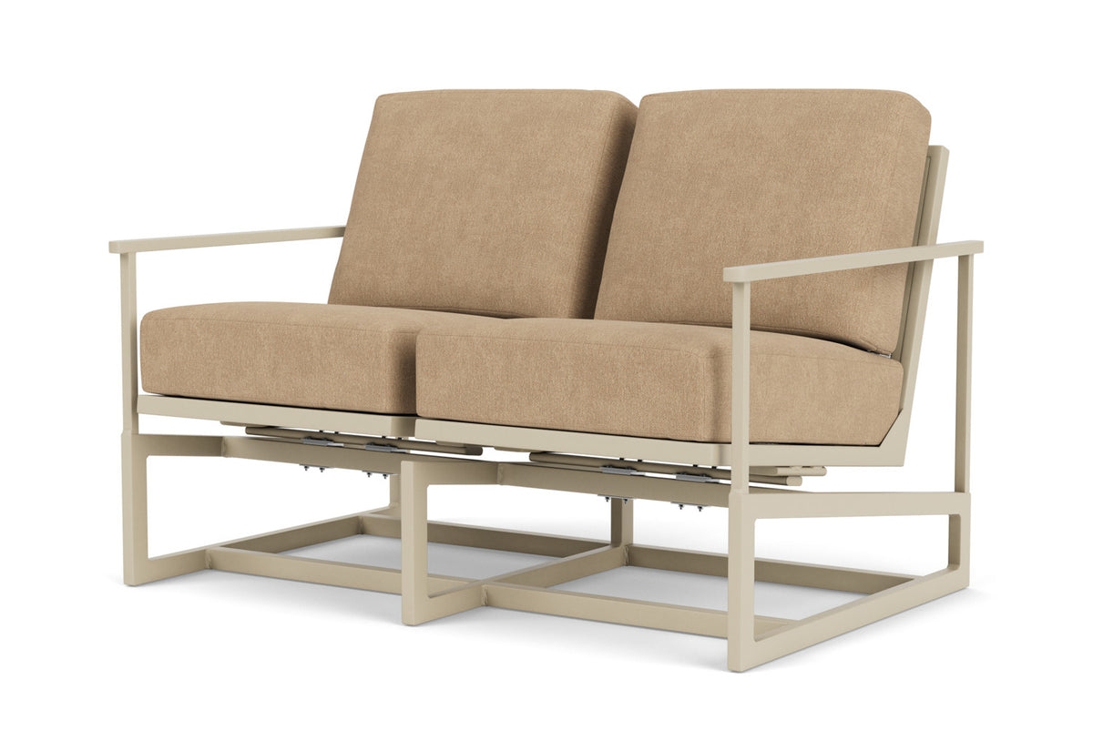 Lloyd Flanders Summit Spring Rocker Loveseat in Linen with Hayden Sand fabric, view 10