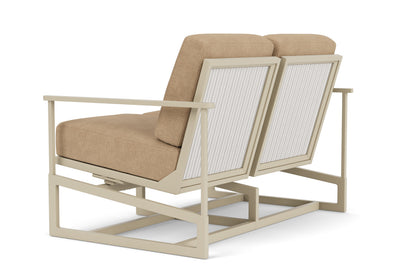 Lloyd Flanders Summit Spring Rocker Loveseat in Linen with Hayden Sand fabric, view 8