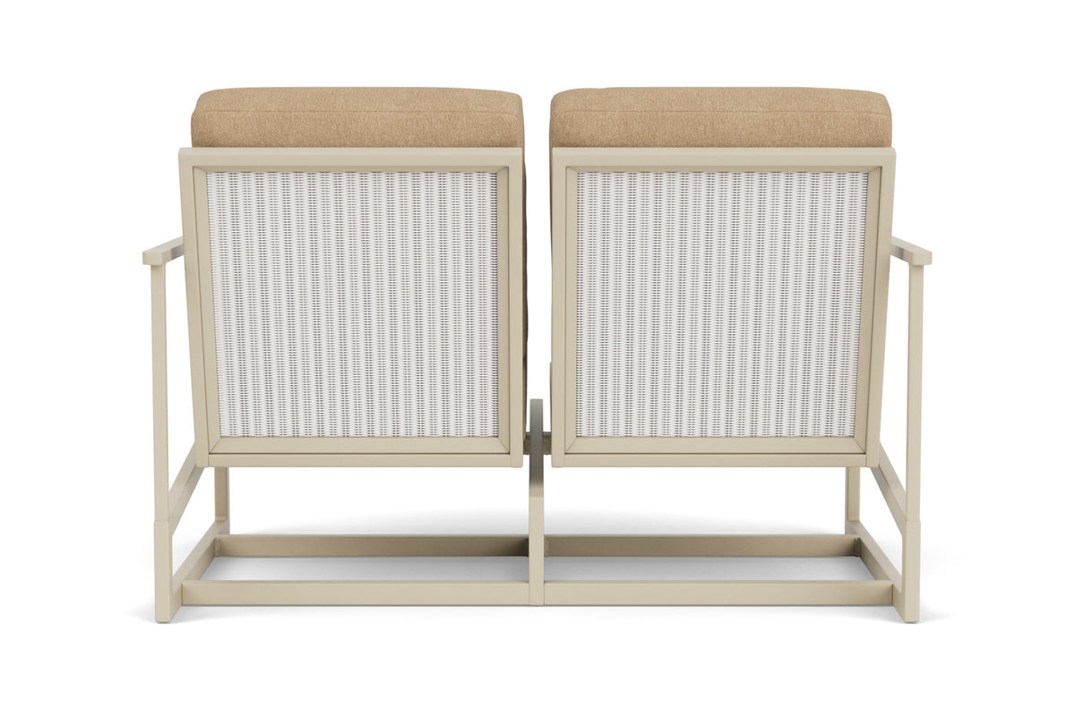 Lloyd Flanders Summit Spring Rocker Loveseat in Linen with Hayden Sand fabric, view 7