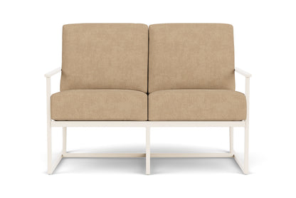 Lloyd Flanders Summit Conversation Set in Ivory with Hayden Sand fabric