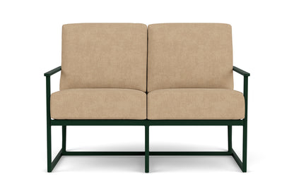 Lloyd Flanders Summit Conversation Set in Woodland with Hayden Sand fabric