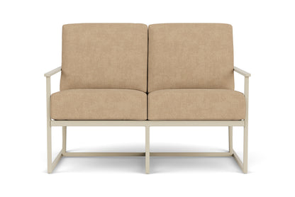 Lloyd Flanders Summit Conversation Set in Linen with Hayden Sand fabric