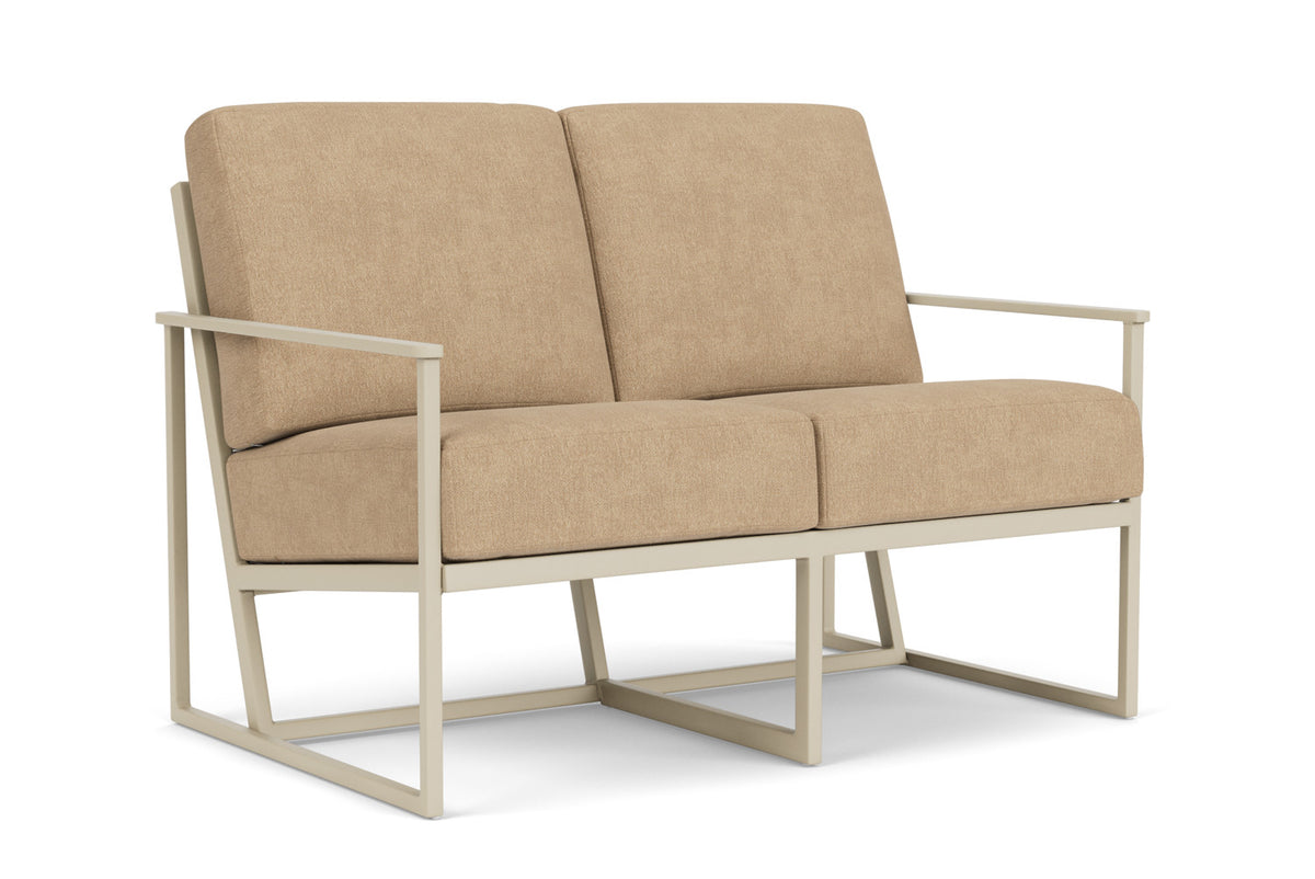 Lloyd Flanders Summit Conversation Set in Linen with Hayden Sand fabric, view 2