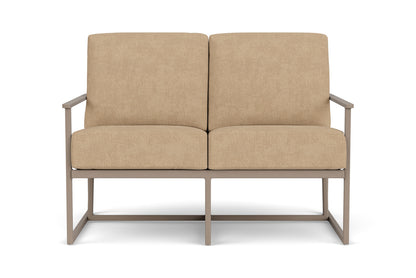 Lloyd Flanders Summit Conversation Set in French Beige with Hayden Sand fabric