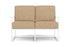 Lloyd Flanders Summit Loveseat in Matte White with Hayden Sand fabric