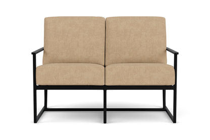 Lloyd Flanders Summit Conversation Set in Ebony with Hayden Sand fabric