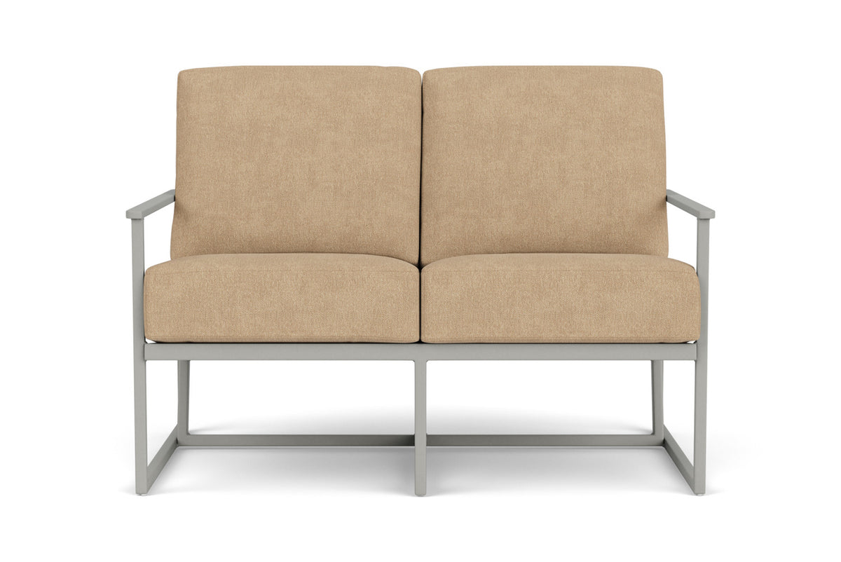 Lloyd Flanders Summit Loveseat in Platinum with Hayden Sand fabric