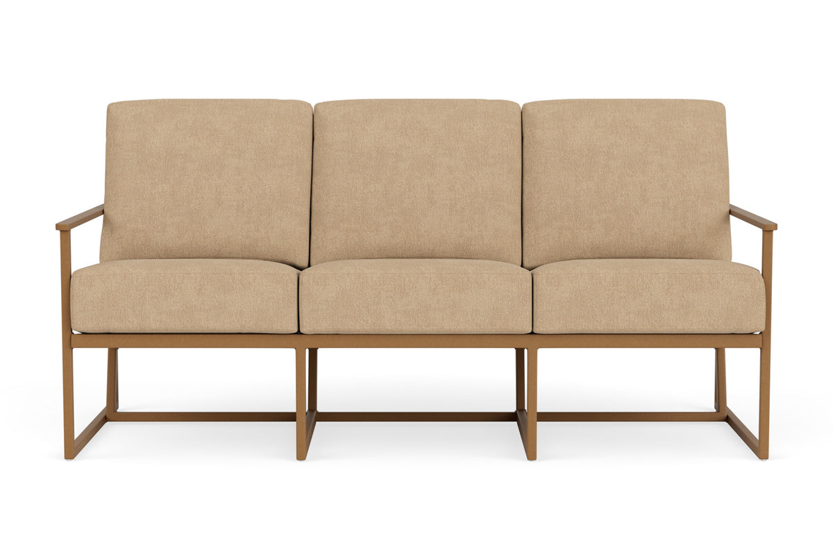 Lloyd Flanders Summit Sofa in Hickory with Hayden Sand fabric