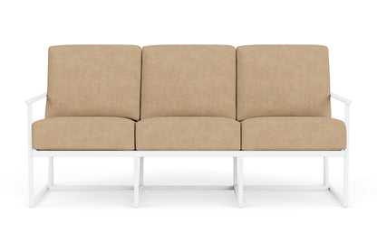 Lloyd Flanders Summit Sofa in Matte White with Hayden Sand fabric