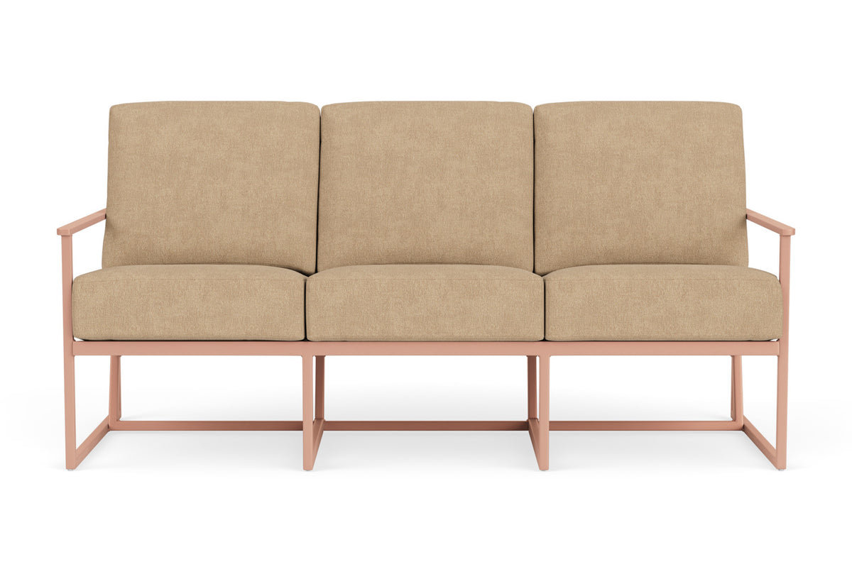 Lloyd Flanders Summit Sofa in Rosewood with Hayden Sand fabric