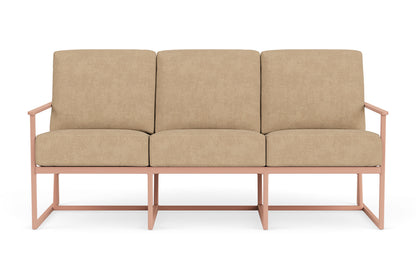 Lloyd Flanders Summit Sofa in Rosewood with Hayden Sand fabric