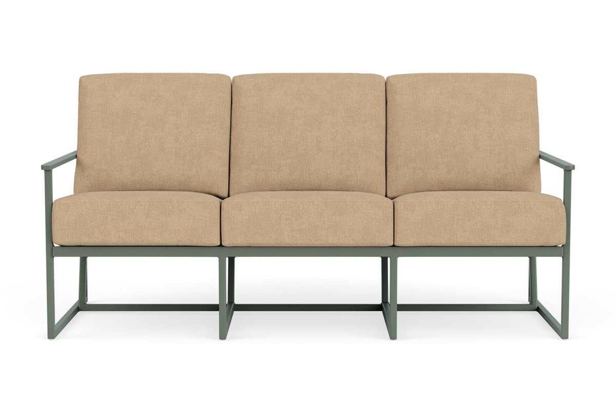 Lloyd Flanders Summit Sofa in Spruce with Hayden Sand fabric