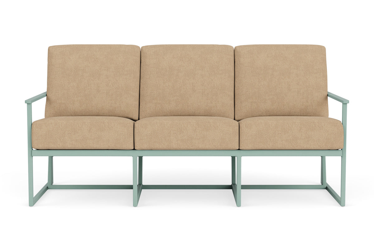 Lloyd Flanders Summit Sofa in Sea Glass with Hayden Sand fabric