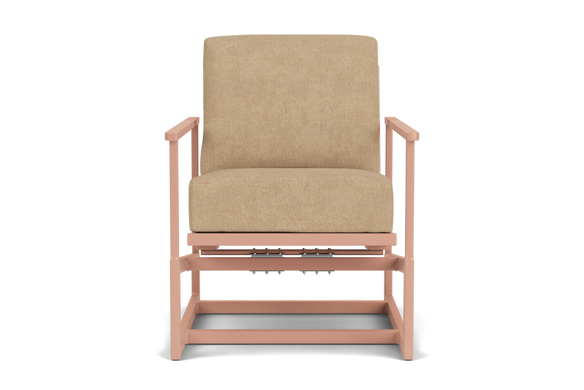 Lloyd Flanders Summit Spring Rocker in Rosewood with Hayden Sand fabric
