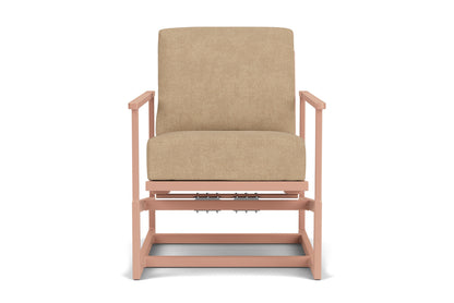 Lloyd Flanders Summit Spring Rocker in Rosewood with Hayden Sand fabric