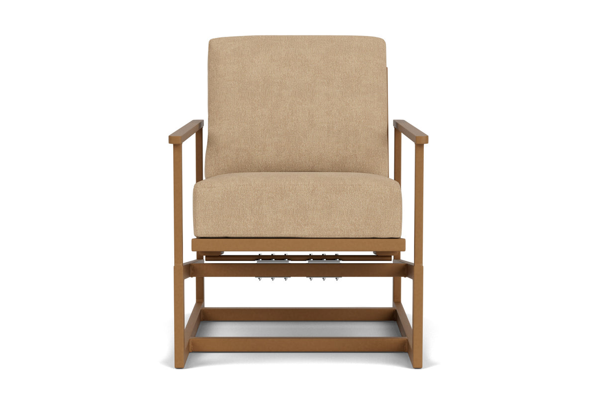 Lloyd Flanders Summit Spring Rocker in Hickory with Hayden Sand fabric