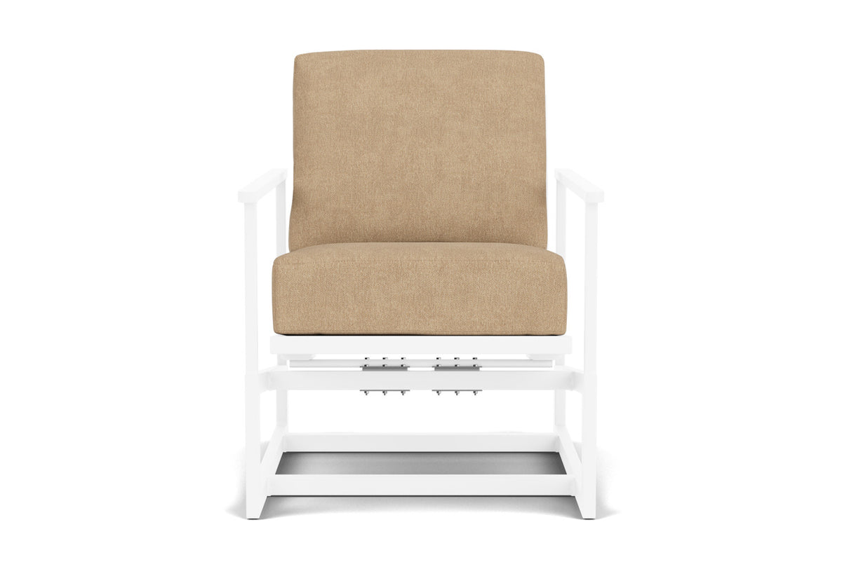 Lloyd Flanders Summit Spring Rocker in White with Hayden Sand fabric