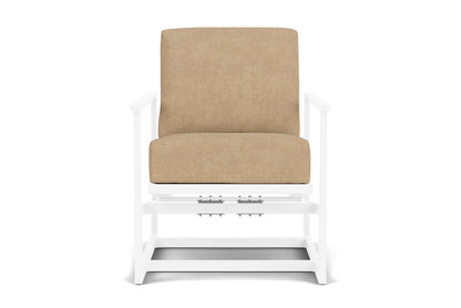 Lloyd Flanders Summit Spring Rocker in White with Hayden Sand fabric
