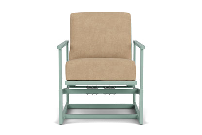 Lloyd Flanders Summit Spring Rocker in Sea Glass with Hayden Sand fabric