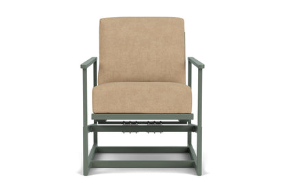 Lloyd Flanders Summit Spring Rocker in Spruce with Hayden Sand fabric