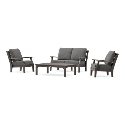 POLYWOOD Chinoiserie 4-Piece Deep Seating Set with Loveseat in Vintage Coffee