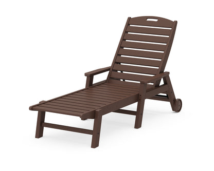 POLYWOOD Nautical Chaise with Arms &amp; Wheels in Mahogany