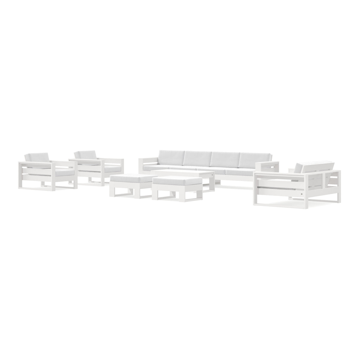 POLYWOOD PW Designer Series Latitude 8-Piece Lounge Sofa Set in Vintage White / Natural
