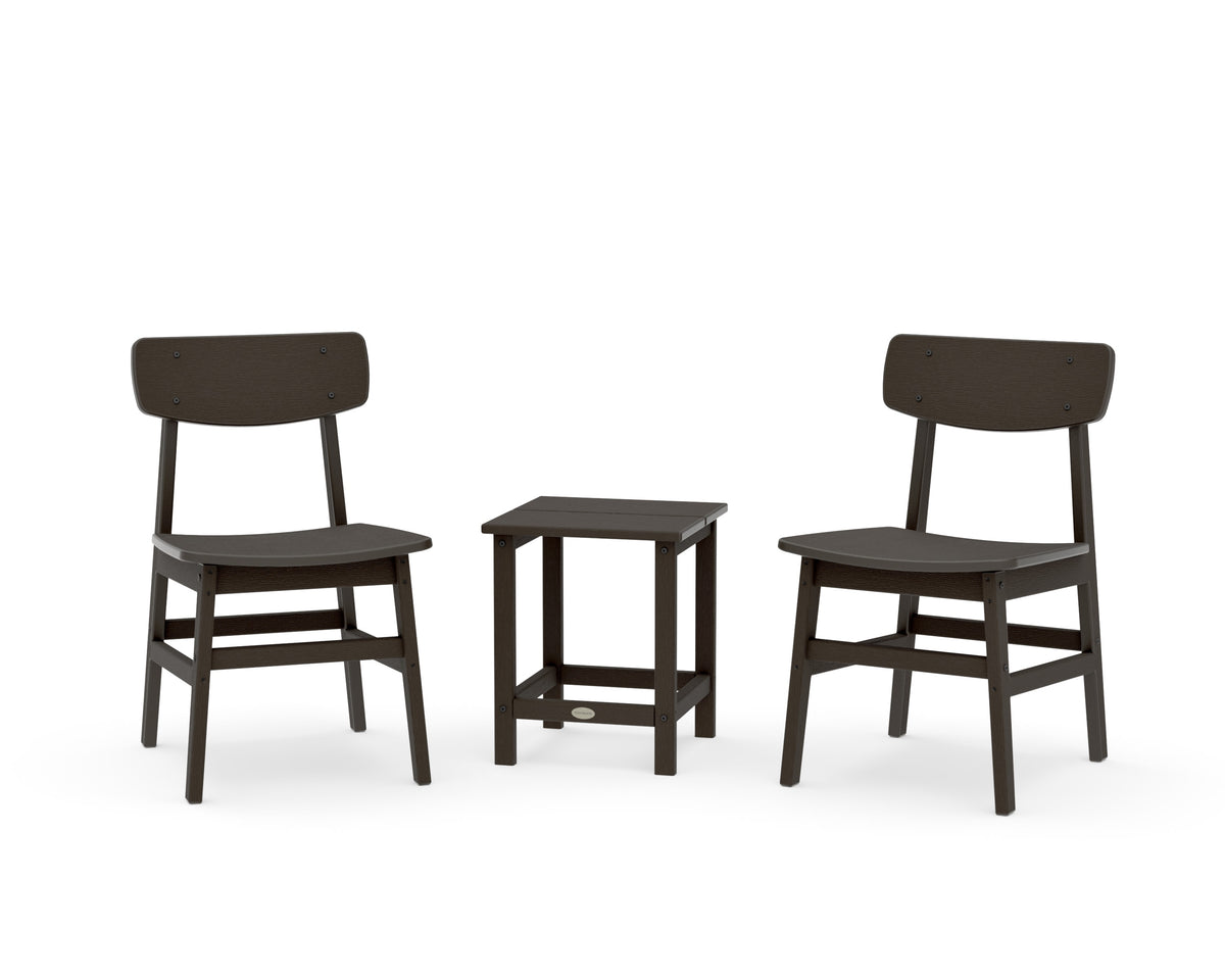 POLYWOOD Modern Studio Urban Chair 3-Piece Seating Set in Vintage Coffee