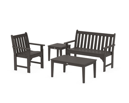 POLYWOOD Vineyard 4-Piece Bench Seating Set in Vintage Coffee