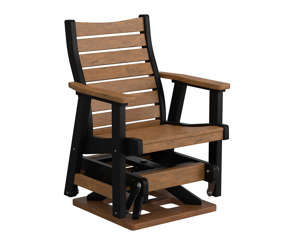 Berlin Gardens Bristol Swivel Glider, cedar seat and back with a black frame