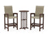 POLYWOOD Coastal Woven High-Back 3-Piece Farmhouse Bar Set in Mahogany / Dune Grass