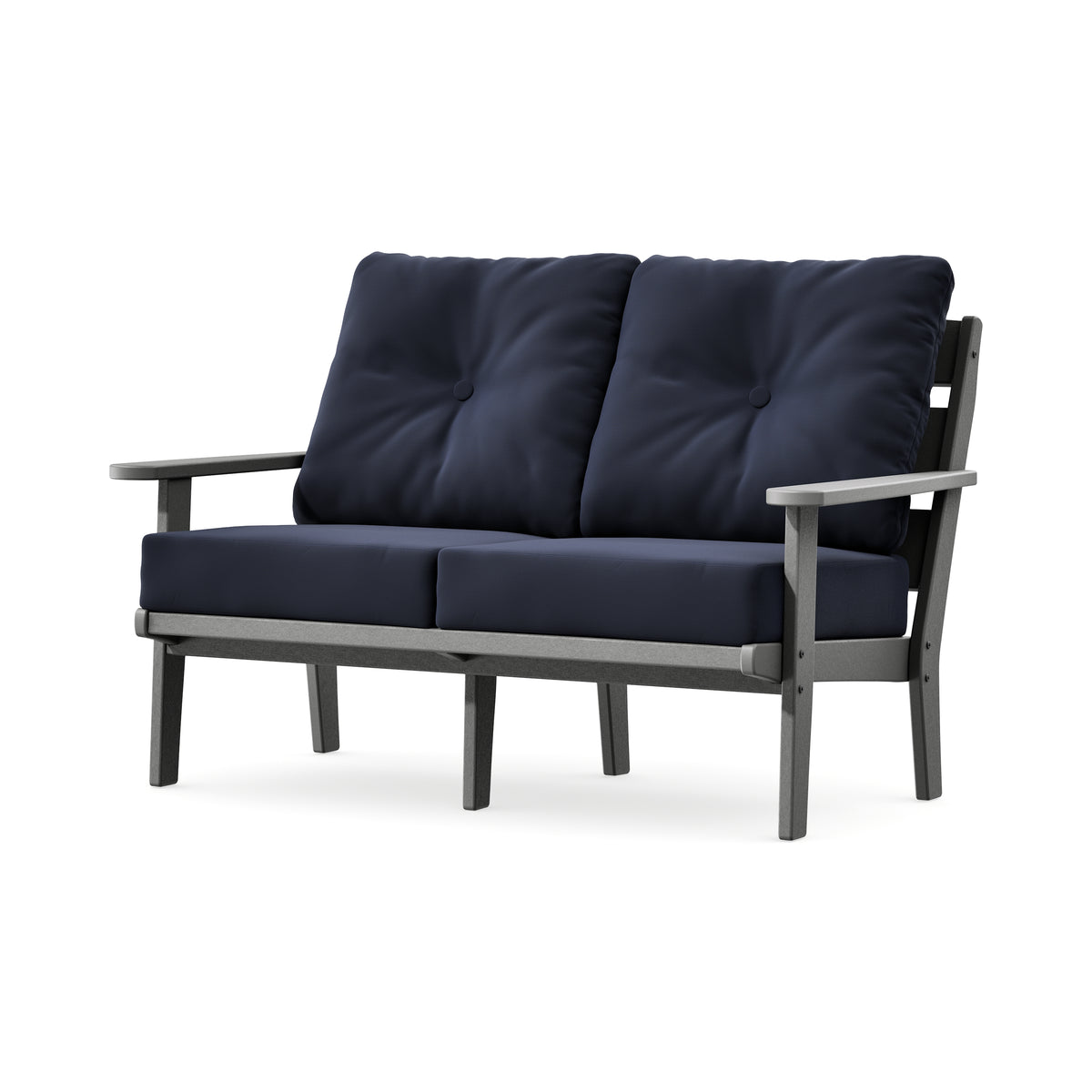 POLYWOOD Lakeside Deep Seating Loveseat in Slate Grey / Navy