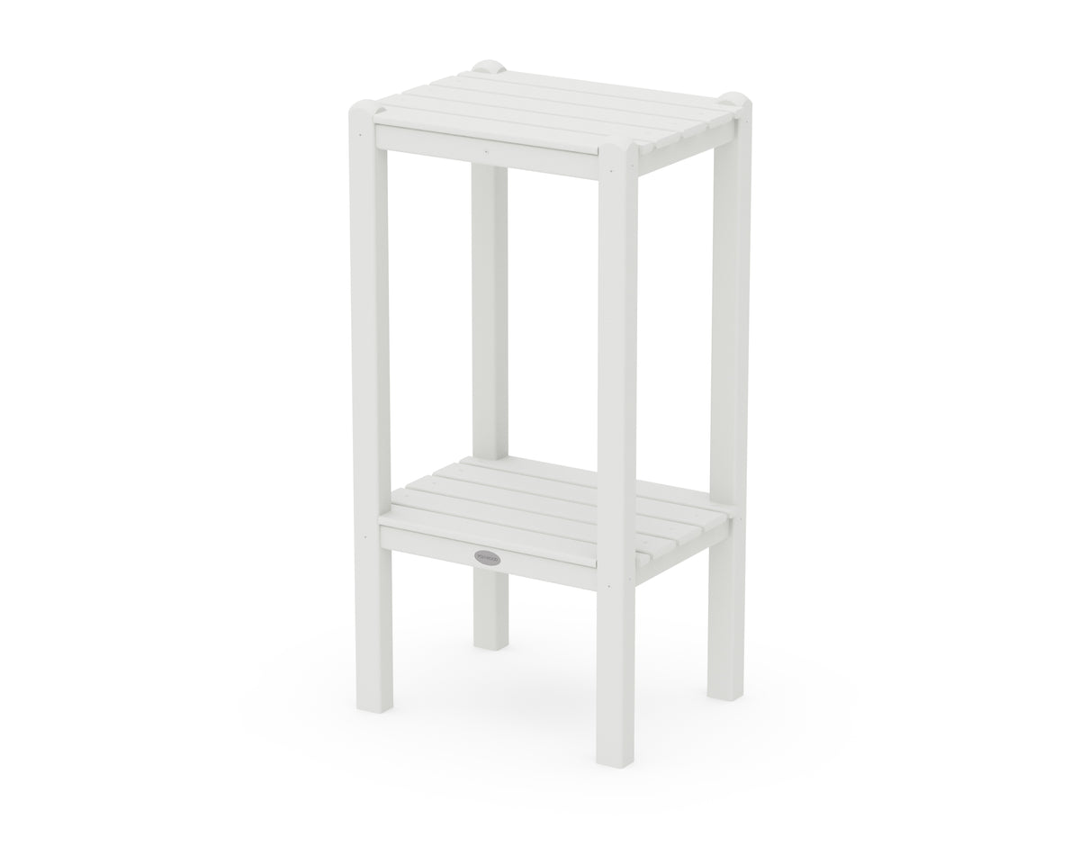 POLYWOOD Two Shelf Bar Side Table in White