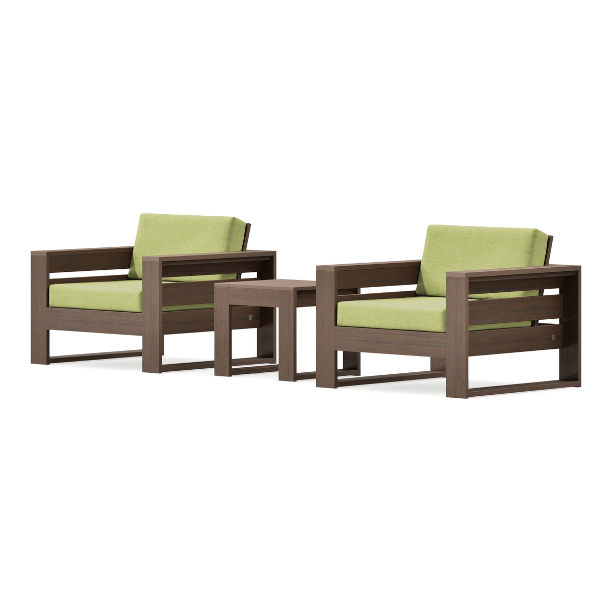 POLYWOOD PW Designer Series Latitude 3-Piece Lounge Chair Set in Kona / Chartreuse Boucle