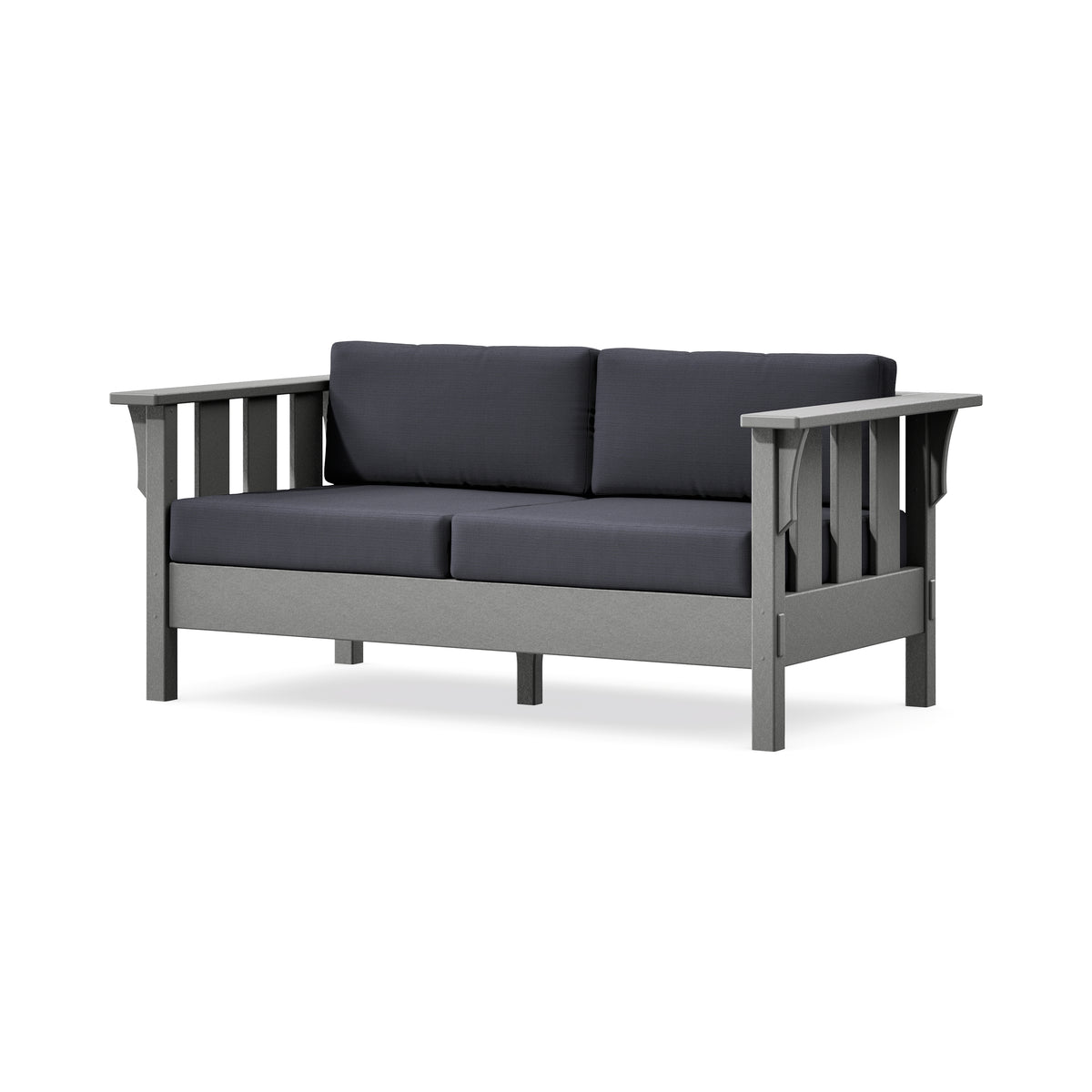 POLYWOOD Acadia Deep Seating Loveseat in Slate Grey / Midnight Linen