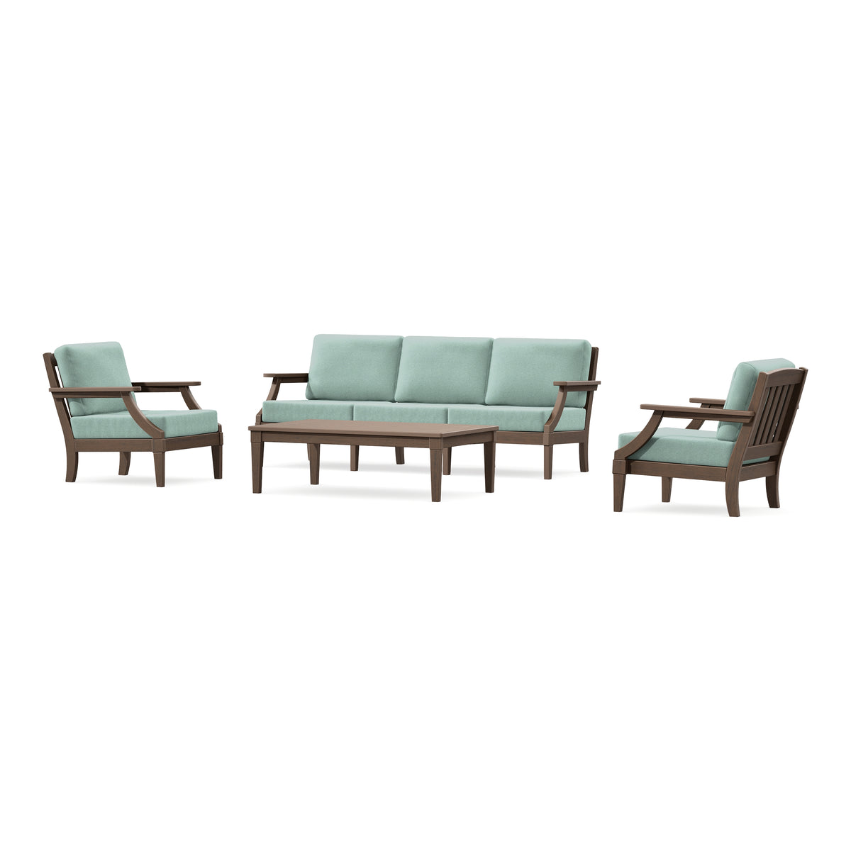 POLYWOOD PW Designer Series Estate 4-Piece Lounge Sofa Set in Kona / Glacier Spa