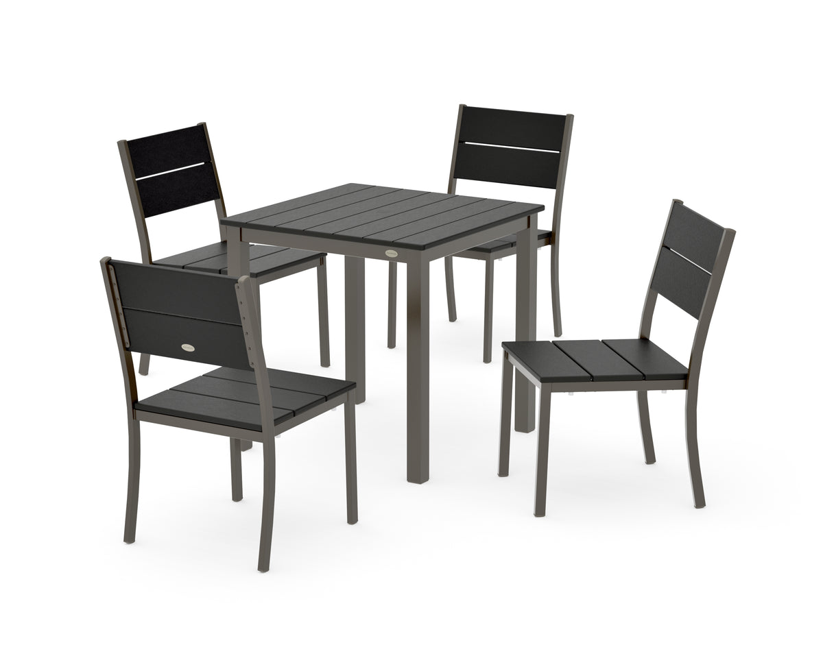 POLYWOOD Main Street 5-Piece Square Dining Set- Small in Bronze / Black
