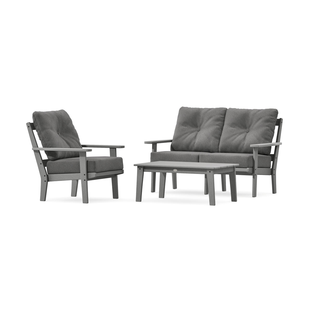 POLYWOOD Prairie 3-Piece Deep Seating Set with Loveseat in Slate Grey