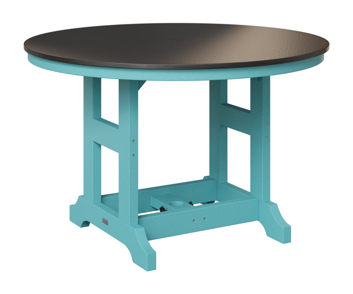 Berlin Gardens Garden Classic 48" Round Table in Aruba Blue, Hammered Black top