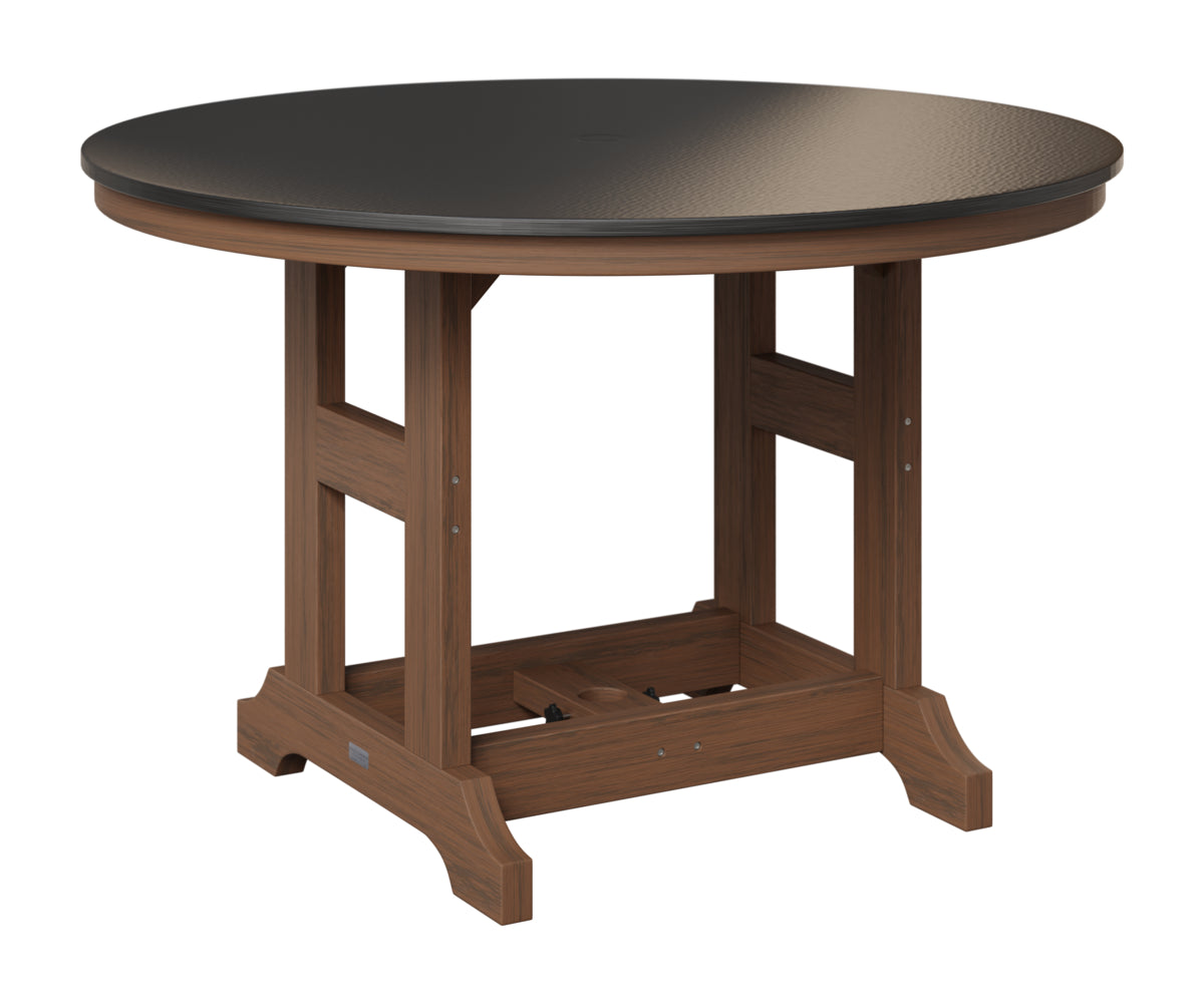 Berlin Gardens Garden Classic 48" Round Table in Brazilian Walnut, Hammered Black top