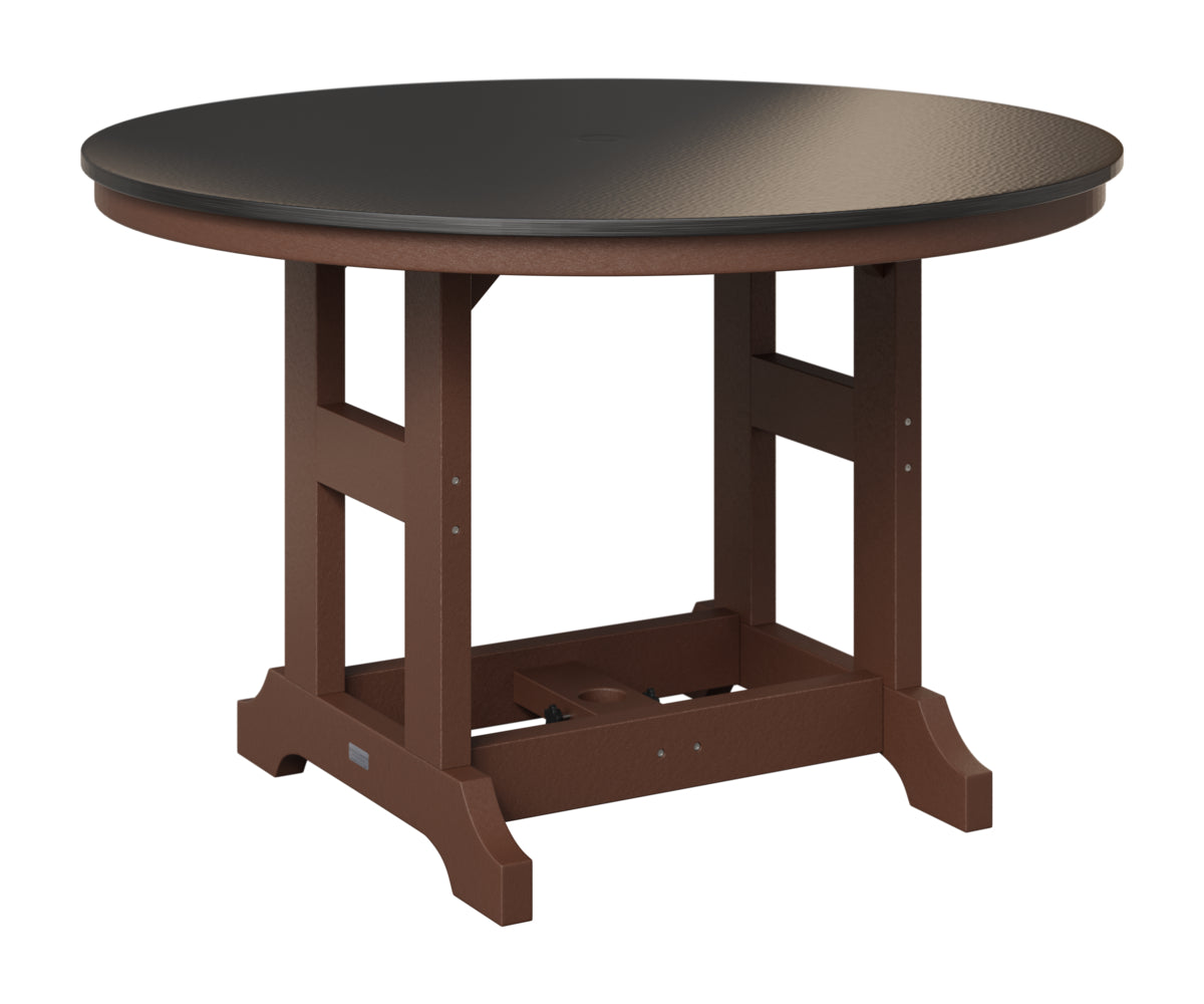 Berlin Gardens Garden Classic 48" Round Table in Chocolate Brown, Hammered Black top