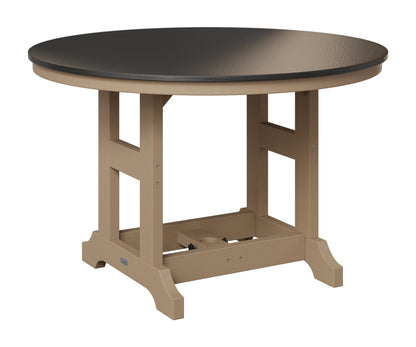 Berlin Gardens Garden Classic 48" Round Table in Weatherwood, Hammered Black top
