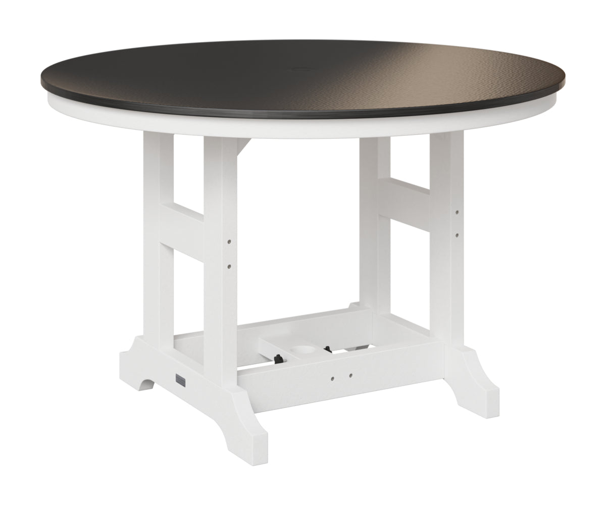 Berlin Gardens Garden Classic 48" Round Table in White, Hammered Black top