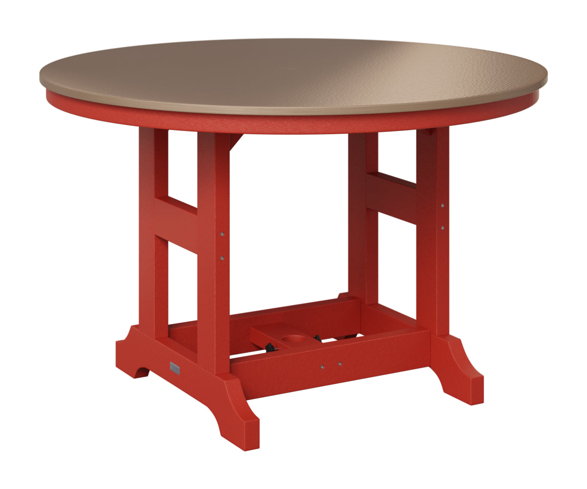 Berlin Gardens Garden Classic 48" Round Table in Scarlet Red, Hammered Bronze top