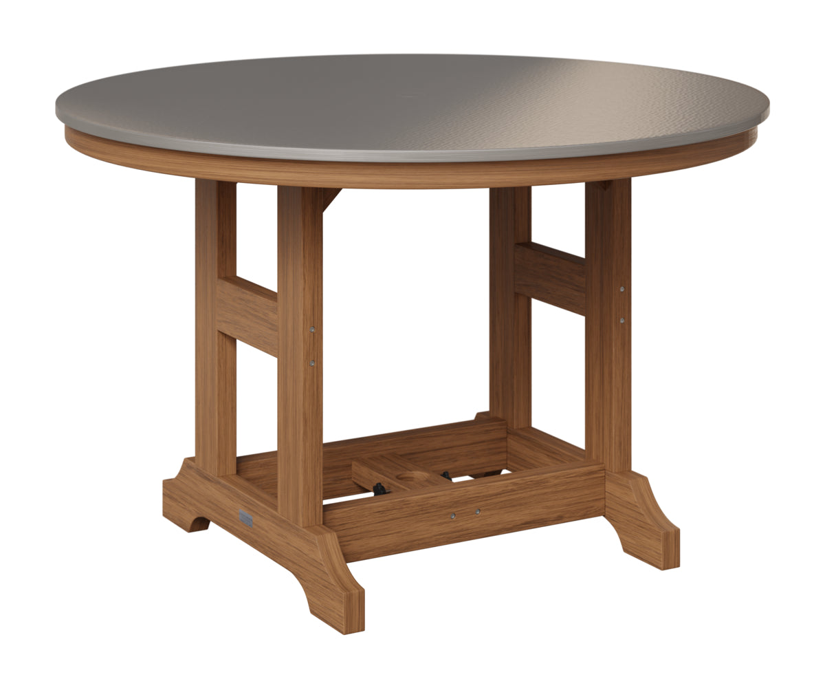 Berlin Gardens Garden Classic 48" Round Table in Antique Mahogany, Hammered Stainless top