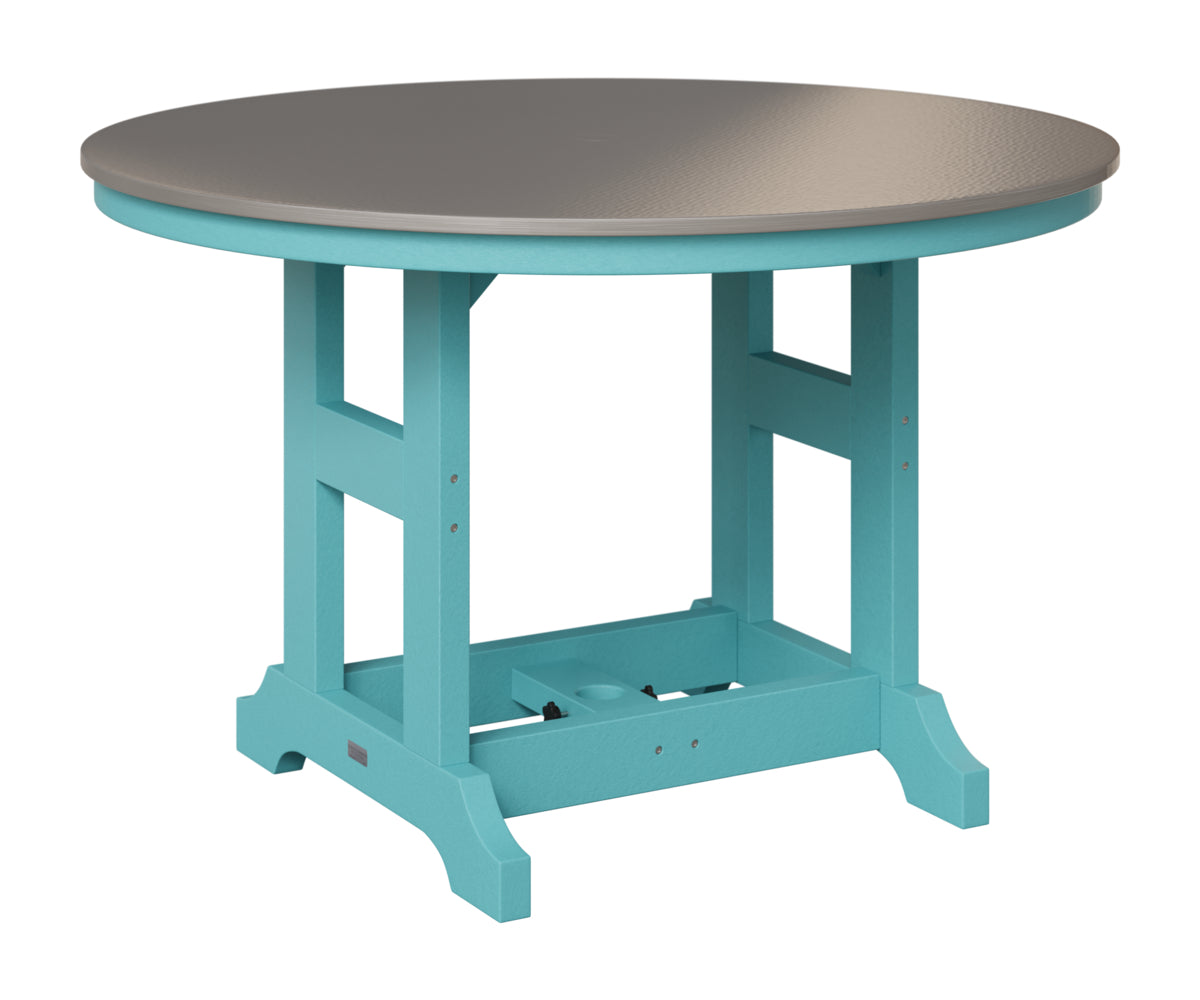 Berlin Gardens Garden Classic 48" Round Table in Aruba Blue, Hammered Stainless top